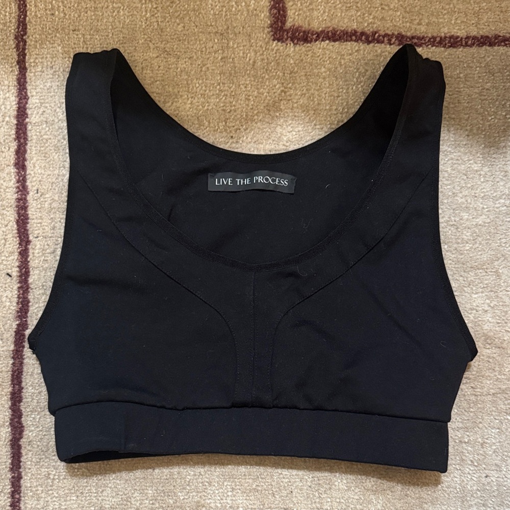 Live The Process Black Scoop Neck Sports Bra
